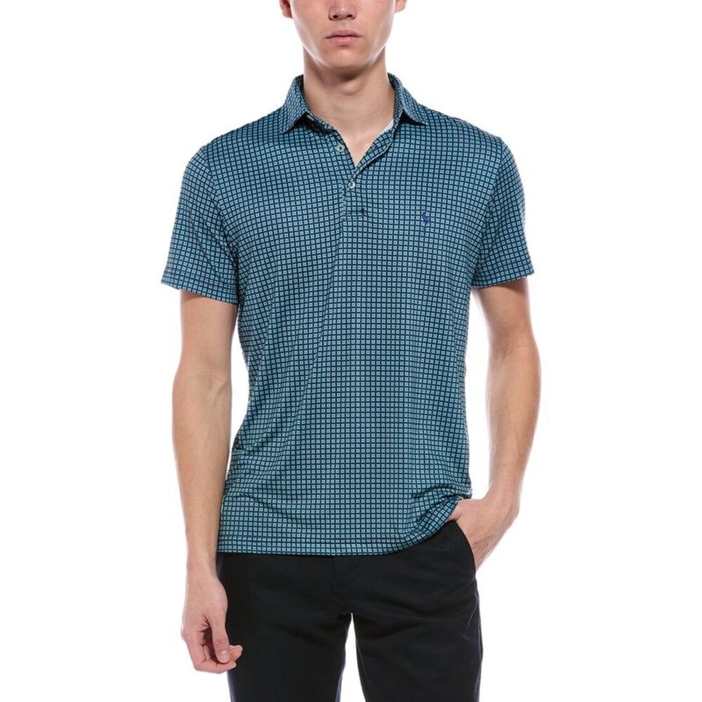 Tailorbyrd Mens  Square Geo Performance Polo Shirt, Blue